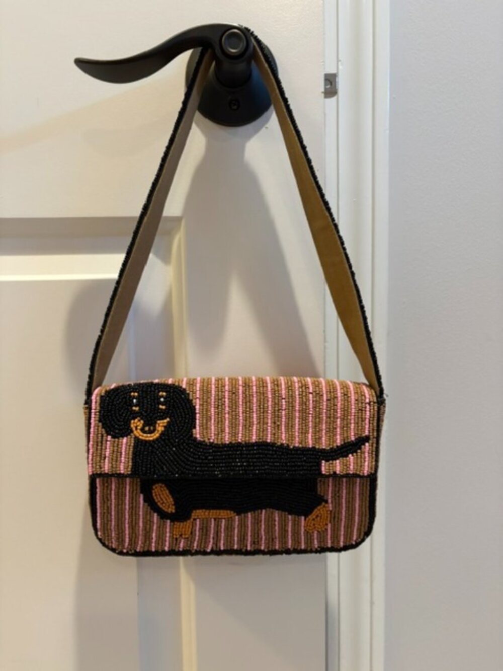 Anthropologie Fiona Dachshund beaded bag
